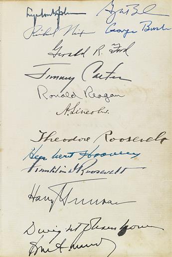 (PRESIDENTS--CIVIL WAR--ALBUM.) Album containing over 130 signatures of mostly Civil War political and military notables, including Abr